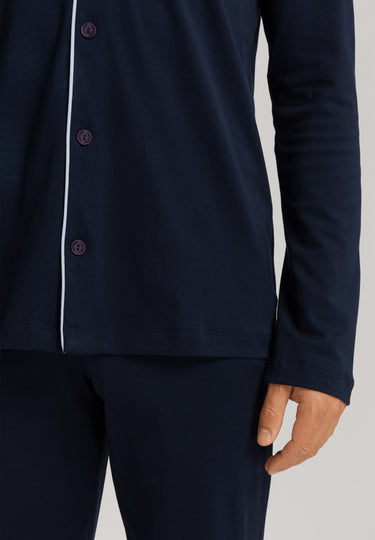 Night And Day Button Front Cotton Pajama Set | Deep Navy 75587-1610